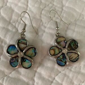 Silver and Blue Floral Earrings